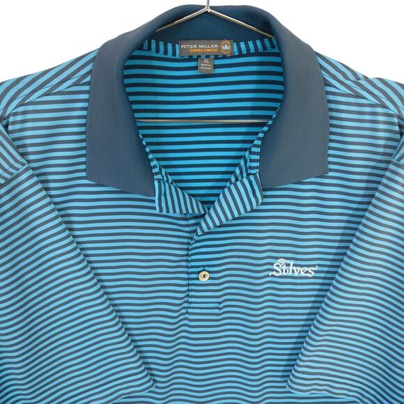 Peter Millar Summer Comfort Polo Mens XL Blue Striped Golf Performance St Ives - Picture 1 of 8